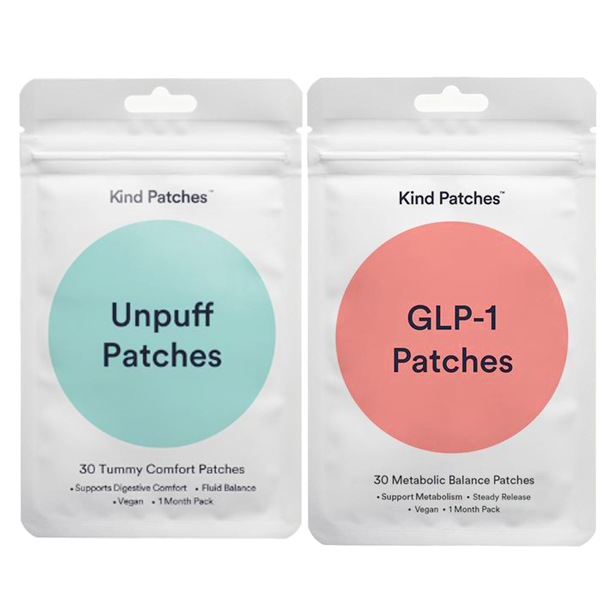 Kind Patches Double Cleanse Bundle, 30 Unpuff Patches+30 Berberine Patches, Support Healthy Gut, Debloating, Digestive Comfort, Steady Release, Vegan