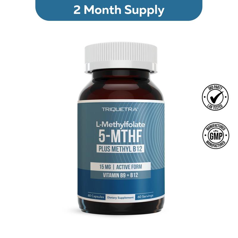 L-Methylfolate 15mg Professional Strength, Active 5-MTHF Form-Supports Mood, Methylation, Cognition–Bioactive forms of Vitamin B9 & B12 (60 Capsules) fitness dietary