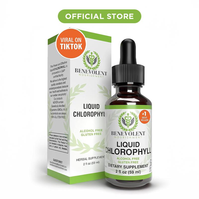 Liquid Chlorophyll Drops (4 Month Supply) Healthcare Supplement – Natural Deodorant and Detox – Gut Support Healthcare Liver