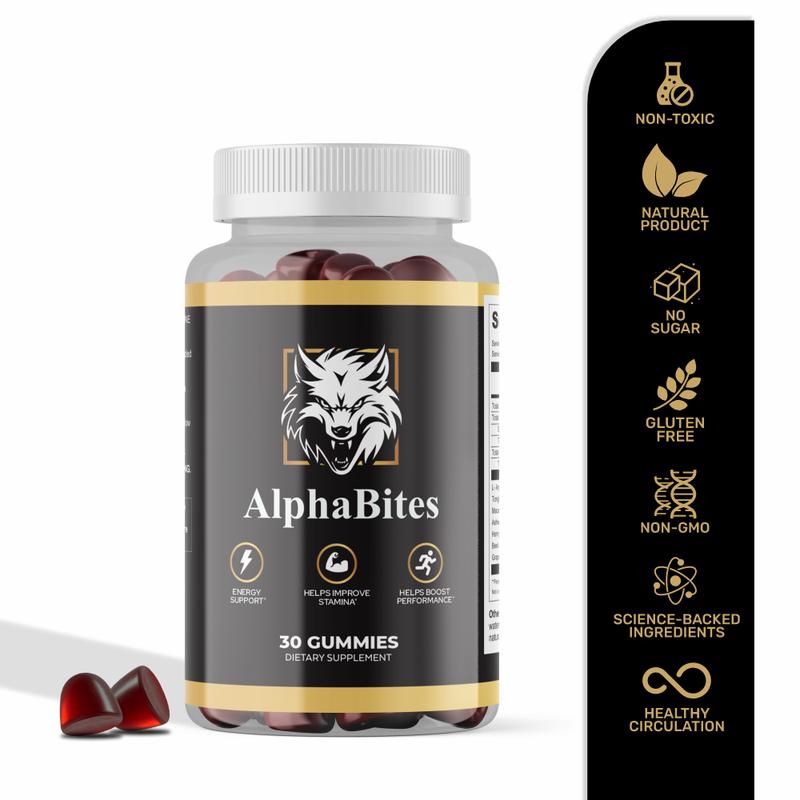 AlphaBites 7-in-1 Nitric Oxide Booster – Beet Root & L-Arginine Gummy for Blood Flow, Energy & Stamina Support | 100% Natural Supplement For Men Pre Workout Powder Fitness