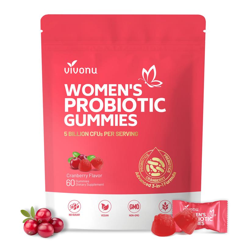 Cranberry Probiotic Gummies | Targeting Body Odor, Women’s Health, and Body Balance | Vegan (60 Gummies per Pack)