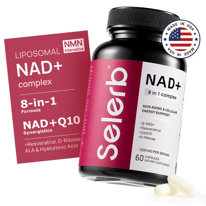 Selerb NAD+ Supplement for Women NMN Alternative Liposomal -β-NAD+, Trans-Resveratrol, CoQ10, D-Ribose – Supports Cellular Renewal, Energy & Skin Health – 60 Capsules