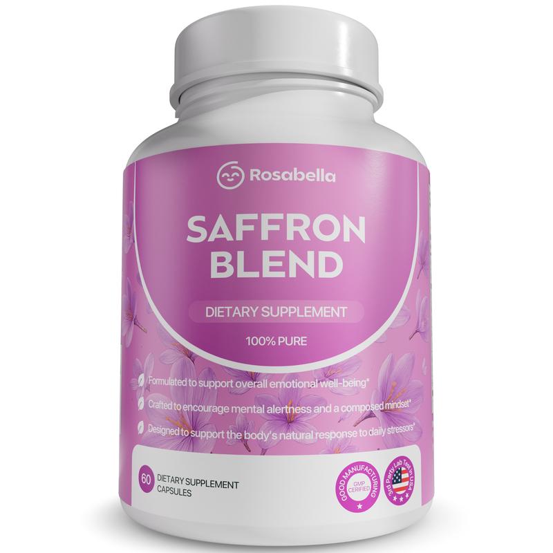Rosabella Saffron Supplement [88mg] for Mental Clarity, Digestion, Positive Mood & Blue Light Eye Health – Vegan