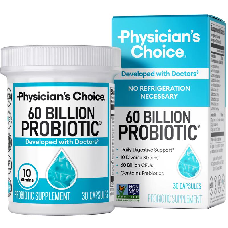 Physician’s Choice 60 Billion Probiotic – Daily Gut Health, Digestive & Immune Support for Men and Women with Organic Prebiotics & 10 Unique Strains