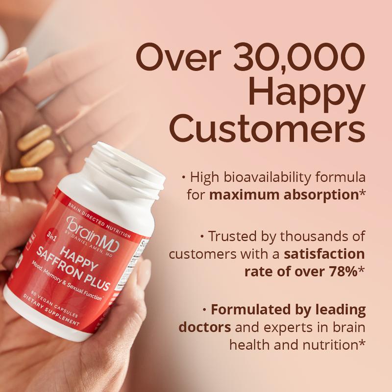 BrainMD - Happy Saffron Plus | #1 formula for a healthier, happier you - Free from gluten, dairy, and eggs - Image 3