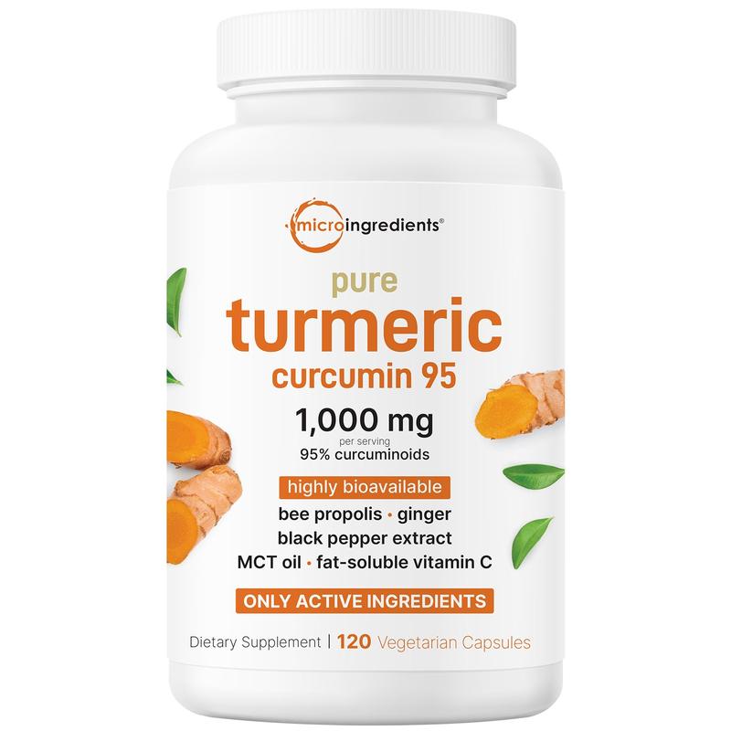 Micro Ingredients Turmeric Curcumin 1,000mg | 95% Curcuminoids with Black Pepper & MCT Oil for Ultimate Absorption, No Filler, No GMO - 120 Vegetarian Capsules - Image 2