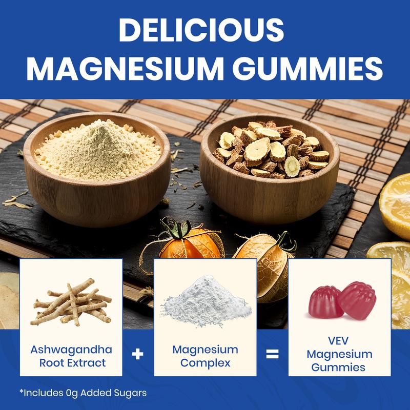 VEV 14-in-1 Magnesium Gummies – with Ashwagandha, L-Theanine, Vitamin D3 & Zinc - Image 3