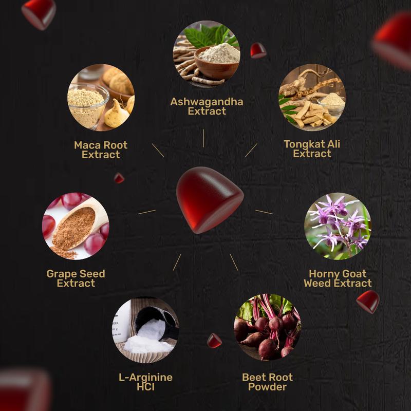 AlphaBites 7-in-1 Nitric Oxide Booster - Beet Root & L-Arginine Gummy for Blood Flow, Energy & Stamina Support | 100% Natural Supplement For Men Pre Workout Powder Fitness - Image 2