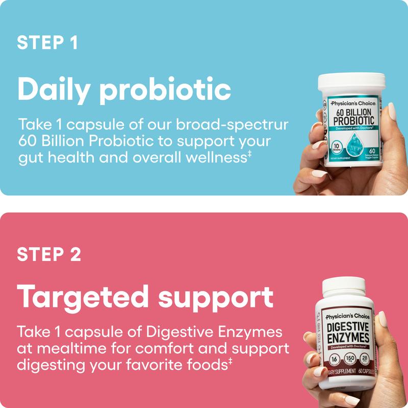 Physician's Choice Hack your Tummy Bundle: Bloating, Digestion & Immune Support for Men & Women with Digestive Enzymes & 60 Billion Probiotic - Image 3