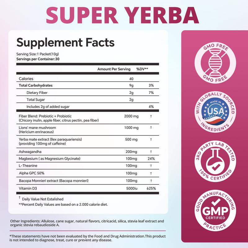 ZOOONE Super Yerba | Yerba Mate Instant Tea Powder | RASPBERRY LEMONADE Flavor | 30 Servings - Image 3