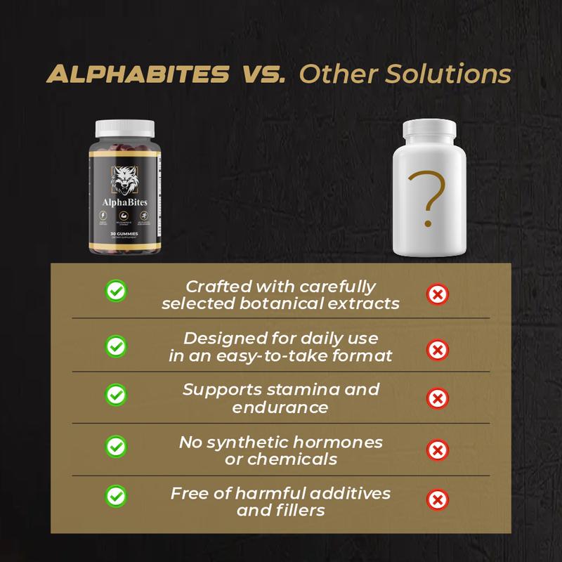 AlphaBites 7-in-1 Nitric Oxide Booster - Beet Root & L-Arginine Gummy for Blood Flow, Energy & Stamina Support | 100% Natural Supplement For Men Pre Workout Powder Fitness - Image 3