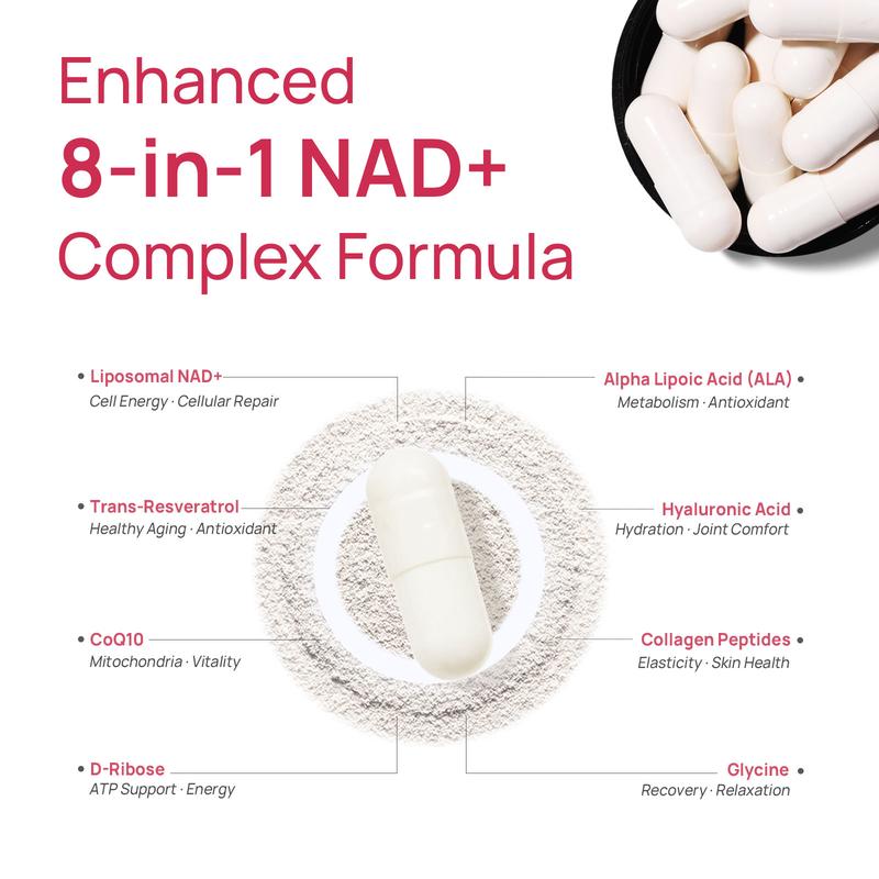 Selerb NAD+ Supplement for Women NMN Alternative Liposomal -β-NAD+, Trans-Resveratrol, CoQ10, D-Ribose - Supports Cellular Renewal, Energy & Skin Health - 60 Capsules - Image 3