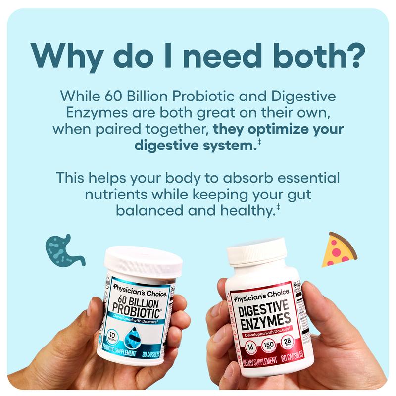 Physician's Choice Hack your Tummy Bundle: Bloating, Digestion & Immune Support for Men & Women with Digestive Enzymes & 60 Billion Probiotic - Image 4