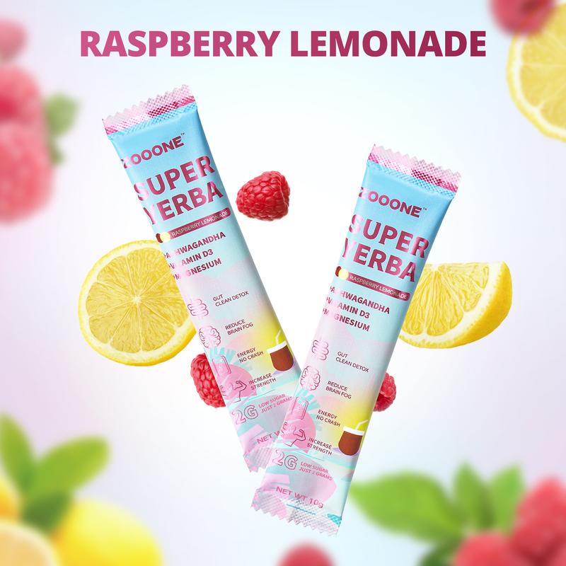 ZOOONE Super Yerba | Yerba Mate Instant Tea Powder | RASPBERRY LEMONADE Flavor | 30 Servings - Image 4
