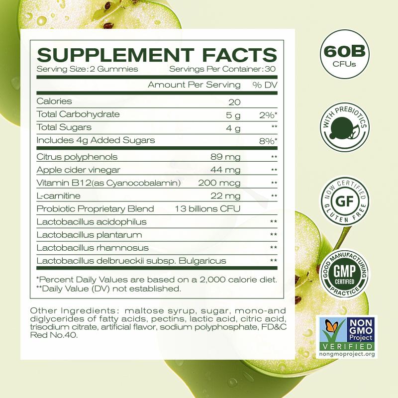 Apple Cider Vinegar Gummies Recipe Supports Normal Energy Levels and Gut Health Edible Dietary - Image 4