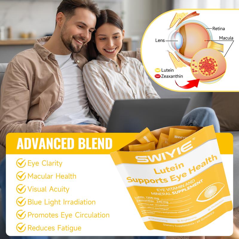 Swiyie Lutein & Zeaxanthin Gummies – Eye Health Supplement with Astaxanthin, Vitamin A C E – Blue Light Defense, Vision Support, Berry Flavor – 60 Gummies Healthcare Dietary Fitness Edible - Image 4