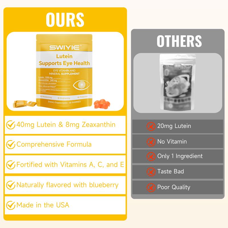 Swiyie Lutein & Zeaxanthin Gummies – Eye Health Supplement with Astaxanthin, Vitamin A C E – Blue Light Defense, Vision Support, Berry Flavor – 60 Gummies Healthcare Dietary Fitness Edible - Image 6