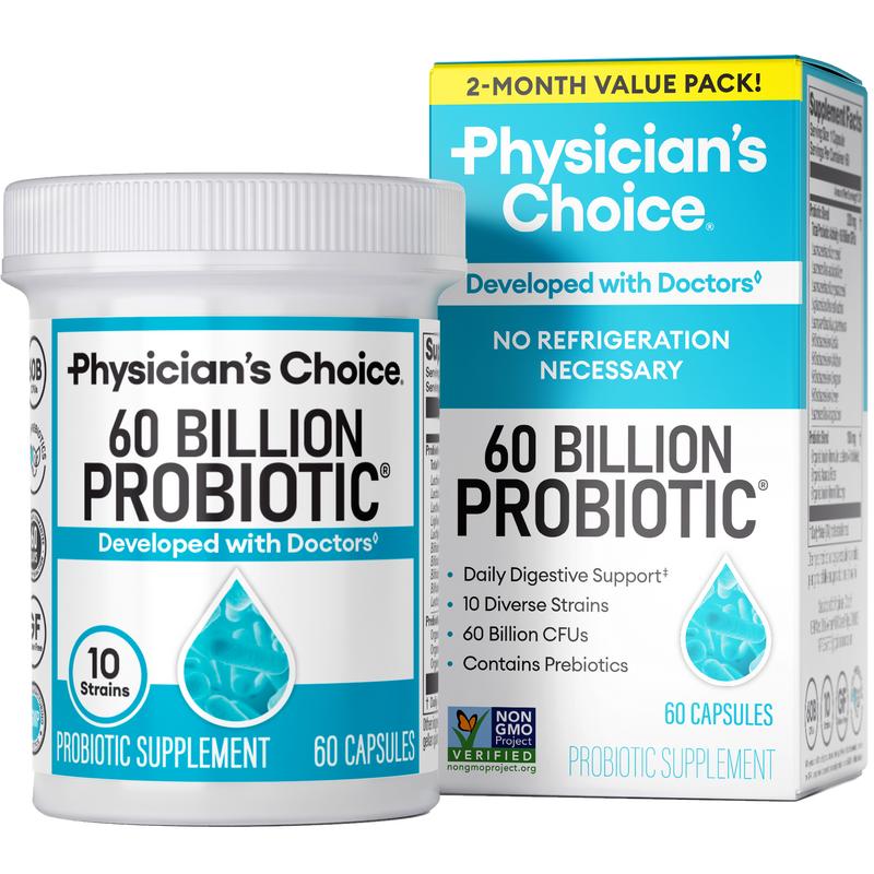 Physician's Choice 60 Billion Probiotic - Daily Gut Health, Digestive & Immune Support for Men and Women with Organic Prebiotics & 10 Unique Strains