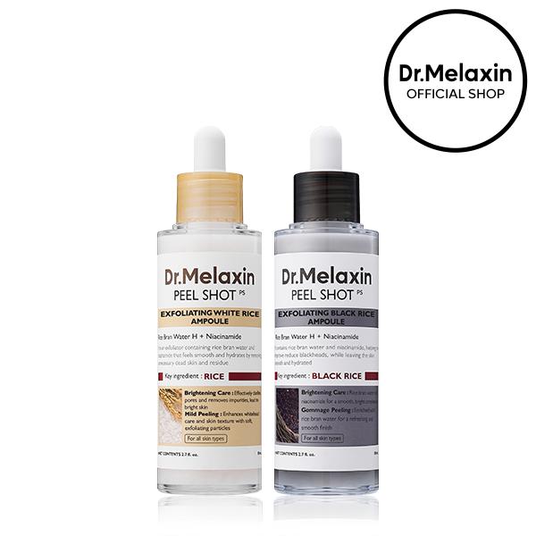 [Dr.Melaxin Official] Peel Shot Glow Rice Ampoule Duo – Serums for Brightening, Exfoliating, and Moisturizing – Suitable for All Skin Types