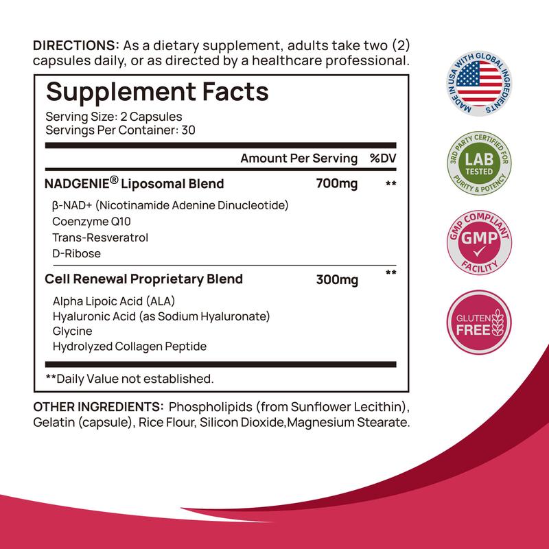 Selerb NAD+ Supplement for Women NMN Alternative Liposomal -β-NAD+, Trans-Resveratrol, CoQ10, D-Ribose - Supports Cellular Renewal, Energy & Skin Health - 60 Capsules - Image 8