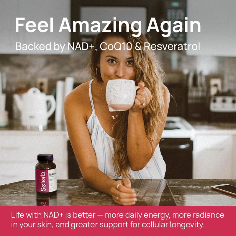 Selerb NAD+ Supplement for Women NMN Alternative Liposomal -β-NAD+, Trans-Resveratrol, CoQ10, D-Ribose - Supports Cellular Renewal, Energy & Skin Health - 60 Capsules