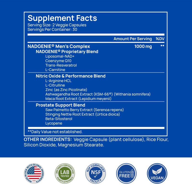 Selerb NAD+ Supplement for Men – With Liposomal-NAD+,CoQ10, L-Carnitine, L-Arginine, Maca & Ashwagandha – Energy, Circulation & Prostate Support – 60 Capsules - Image 9