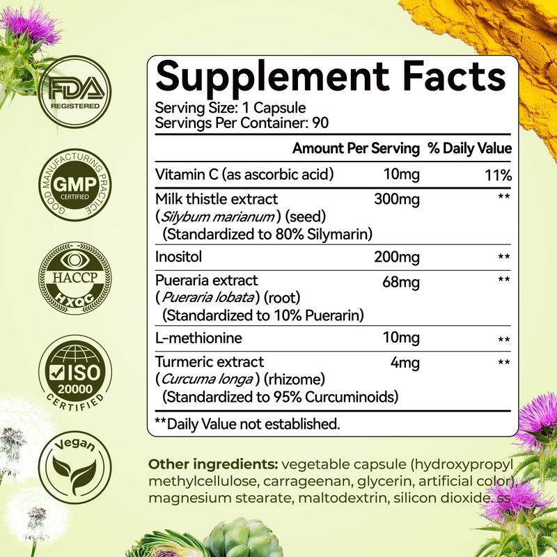 Oxyenergy Milk Thistle Liver Detox & Colon Cleanse, Natural Liver Health Support with Kudzu Root, Turmeric, Inositol, Methionine,Vitamin C,90 Capsules silymarin - Image 5