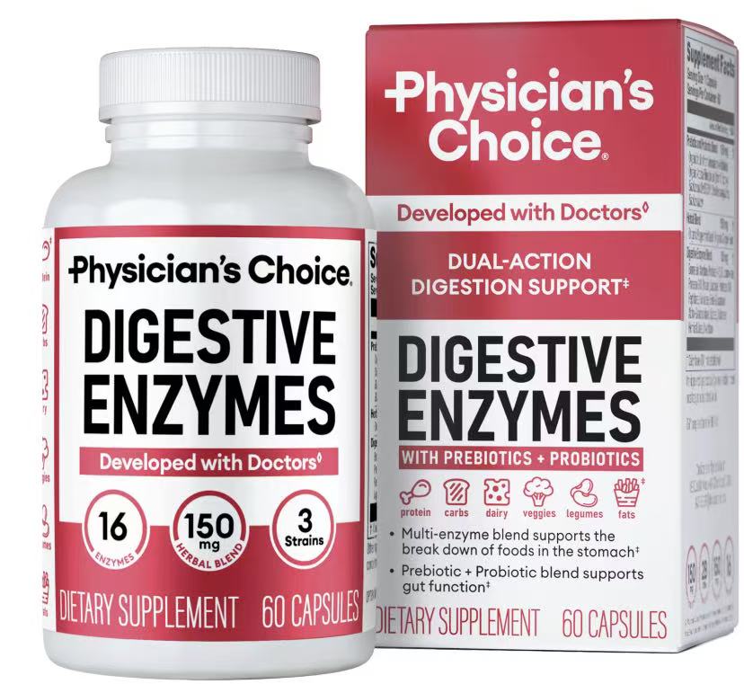 Physician’s Choice Digestive Enzymes – Bloating & Mealtime Discomfort Support with Probiotics + Prebiotics for Digestion & Gut Health