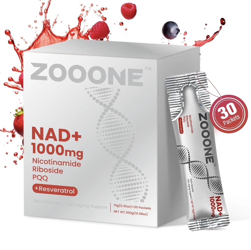 ZOOONE 1000mg NAD+ Berry Flavor Drink Mix for Skin Aging Support, Energy, and Focus – 30 Pack