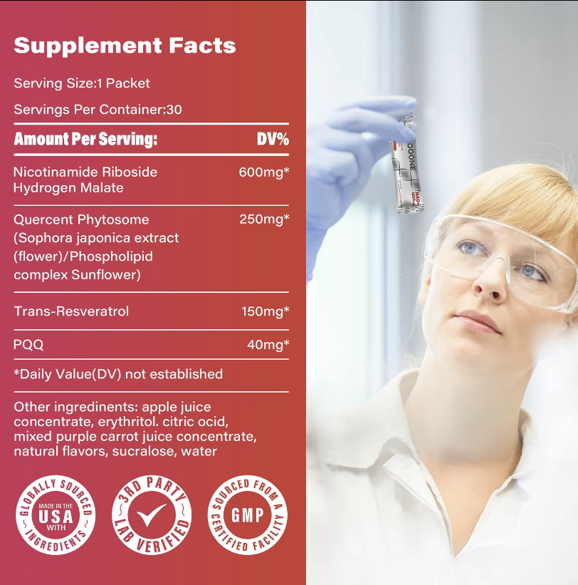 ZOOONE 1000mg NAD+ Berry Flavor Drink Mix for Skin Aging Support, Energy, and Focus - 30 Pack - Image 3